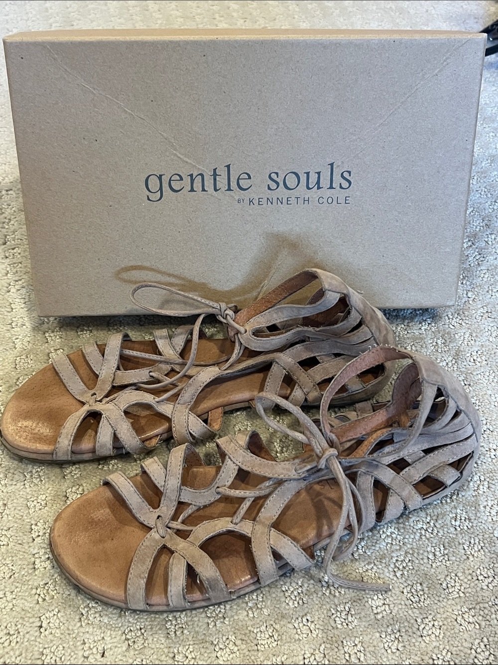 Gentle Souls Break my Heart Taupe suede gladiator sandals